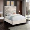 Meridian Furniture EclipseCream-F Eclipse Collection Modern | Contemporary Velvet Upholstered, Channel Tufted, Complete Sets of Gold and Chrome Legs Included, 59.5" W x 81.5" D x 59.5" H, Full, Cream view 2