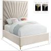 Meridian Furniture EclipseCream-F Eclipse Collection Modern | Contemporary Velvet Upholstered, Channel Tufted, Complete Sets of Gold and Chrome Legs Included, 59.5" W x 81.5" D x 59.5" H, Full, Cream view 3