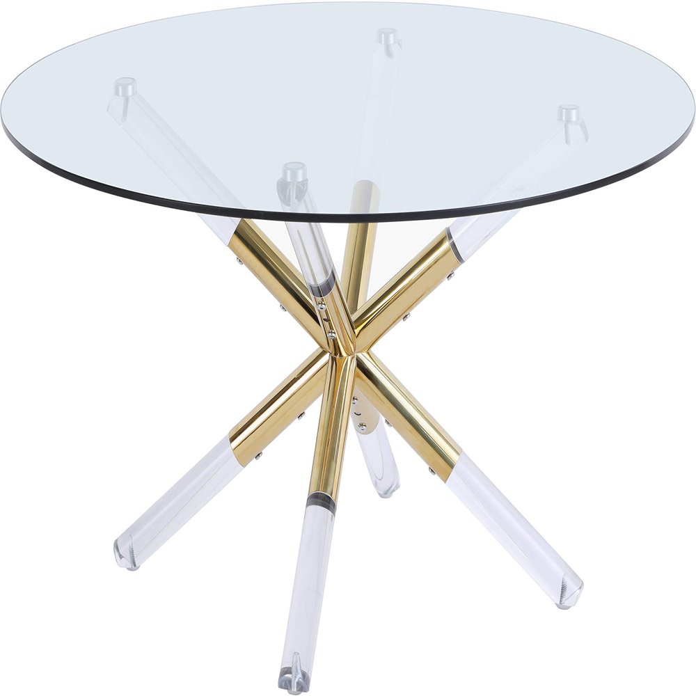 Meridian Furniture Mercury Collection Modern | Contemporary Round Shaped Coffee Table with Acrylic/Gold Metal Base, 34" W x 34" D x 17.5" H