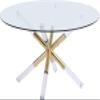 Meridian Furniture Mercury Collection Modern | Contemporary Round Shaped Coffee Table with Acrylic/Gold Metal Base, 34" W x 34" D x 17.5" H view 1