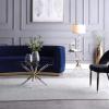 Meridian Furniture Mercury Collection Modern | Contemporary Round Shaped Coffee Table with Acrylic/Gold Metal Base, 34" W x 34" D x 17.5" H view 2