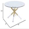 Meridian Furniture Mercury Collection Modern | Contemporary Round Shaped Coffee Table with Acrylic/Gold Metal Base, 34" W x 34" D x 17.5" H view 3