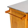 Henf Wood Kitchen Island Cart, Rolling Storage Trolley Cart with Stainless Steel Table Top, Moveable Kitchen Cart W/Storage Cabinet and Drawers Towel Handle view 4