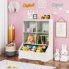 Giantex Storage Cabinet, Cubby Toy Organizer, 3 Shelf 4 Cube Units, Storage Bins Cubbies for Kids' Collections, Kids Bookshelf and Bookcase for Children Playroom Hallway Kindergarten School, White view 2