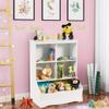 Giantex Storage Cabinet, Cubby Toy Organizer, 3 Shelf 4 Cube Units, Storage Bins Cubbies for Kids' Collections, Kids Bookshelf and Bookcase for Children Playroom Hallway Kindergarten School, White view 4