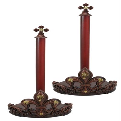 Ebros 16" Tall Southwestern Rustic Vintage Fleur De Lis Emblem with French Fleury Cross Top Crown Paper Towel Holder Display Dispenser Stand Kitchen Bathroom Home Decor in Bronze Patina Finish (2)