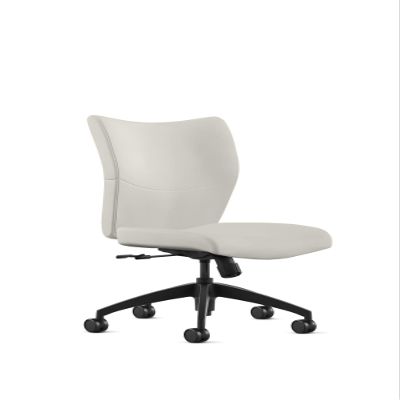 Julia & Elizabeth Modern White Vinyl Upholstered Armless Tilt Swivel Desk Chair for Office