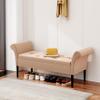 Alunaune Upholstered Storage Bench for Bedroom End of Bed Bench Ottoman, Tufted Entryway Bench Settee, Modern Fabric Footstool with Arms for Living Room-Tan view 4