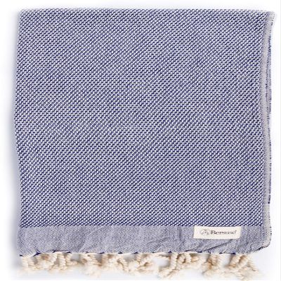 Bersuse 100% Cotton Ventura Bathroom Hand Towels - Turkish Towels, Absorbent Soft Gentle Quick-Drying Cotton - Hair, Face, Hand, Kitchen Tea Towel - 23x39 Inches, Dark Blue (Set of 12)