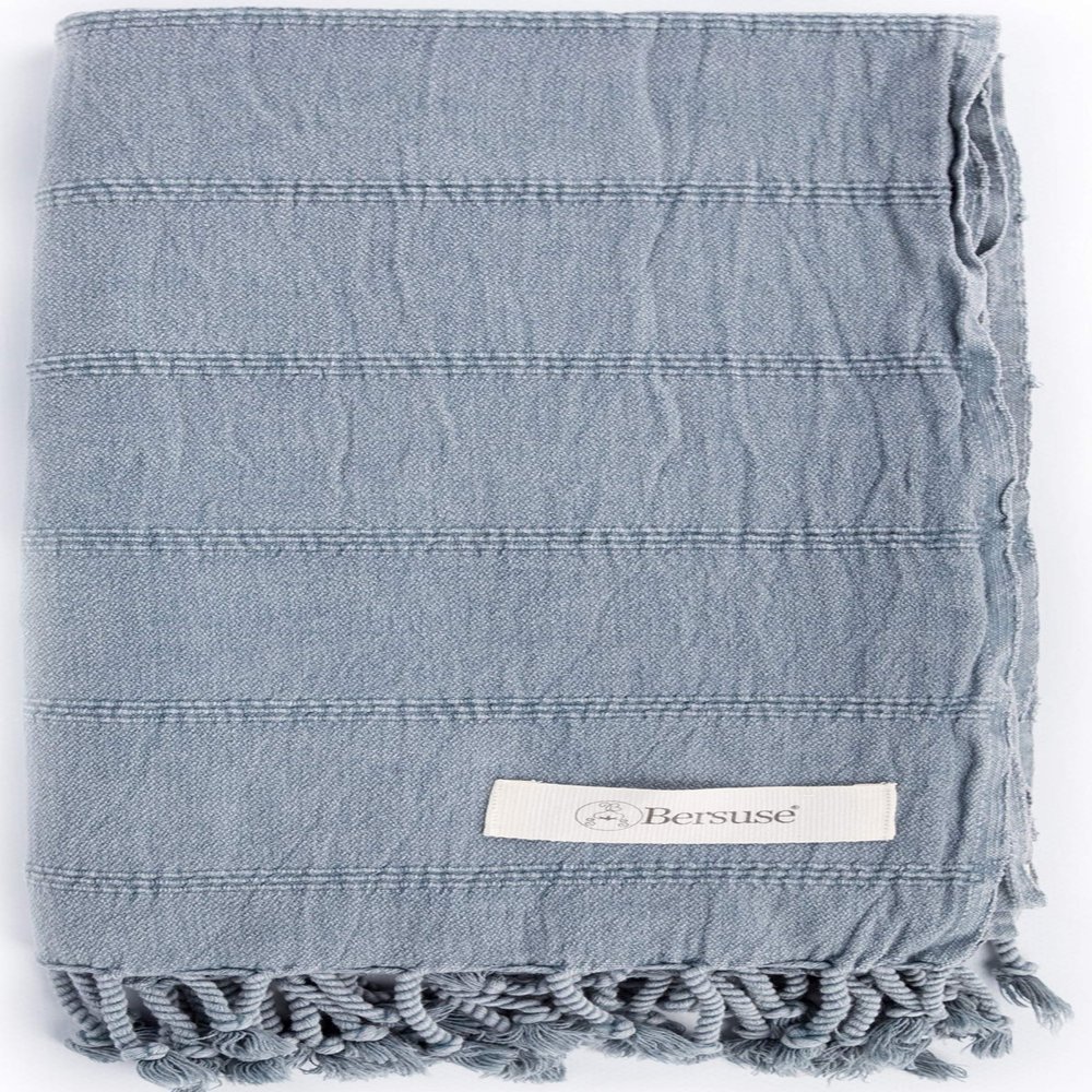 Bersuse Beach Towels Peshtemal Turkish Towels Troy Collection Premium Turkish Beach Towel - Premium Cotton Beach Towel, 100% Cotton, Quick-Dry, Sand-Free, Lightweight 37x70 Inches, Grey (Set of 6)