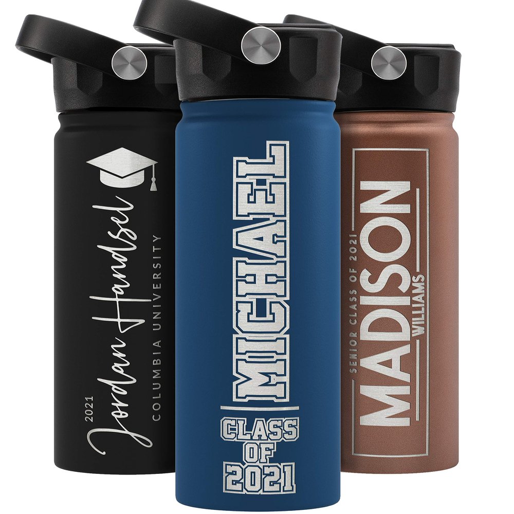 Graduation Gifts, Water Bottle Personalized with Straw Lid - 18 oz - Royal | Custom Water Bottle w Text - Insulated Double Wall - High School, College, Class of 2025 | 9 Color - Congrats Grad