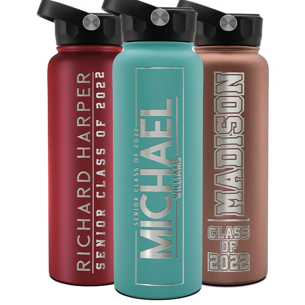 Graduation Gifts, Water Bottle Personalized with Straw Lid - 40 oz - Teal | Custom Water Bottle w Text - Insulated Double Wall - High School, College, Class of 2025 | 9 Color - Congrats Grad