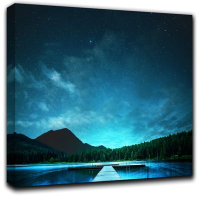 Starry Night Wall Art Decor Picture Painting Poster Print on Canvas Panels Pieces - Creative Theme Wall Decoration Set - Star Wall Picture for Creative Space 23 by 40 in