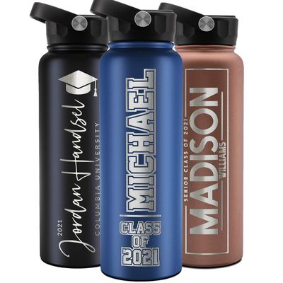 Graduation Gifts, Water Bottle Personalized with Straw Lid - 40 oz - Royal | Custom Water Bottle w Text - Insulated Double Wall - High School, College, Class of 2025 | 9 Color - Congrats Grad