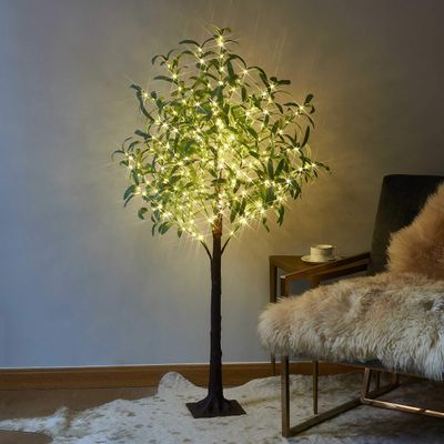 LITBLOOM Lighted Olive Tree 4FT 160 Fairy Lights, Faux Plant Tree with Lights for Indoor Outdoor Home Wedding Party Room Decoration
