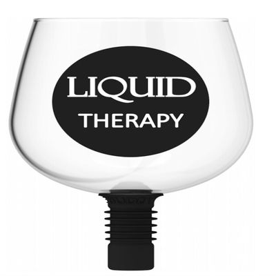 Guzzle Buddy 2GO Unbreakable Tritan Plastic 16 Ounce Wine Glass, It Turns Your Bottle Into Your Glass, Wine Bottle Topper Christmas Gift White Elephant for Wife - Liquid Therapy Design