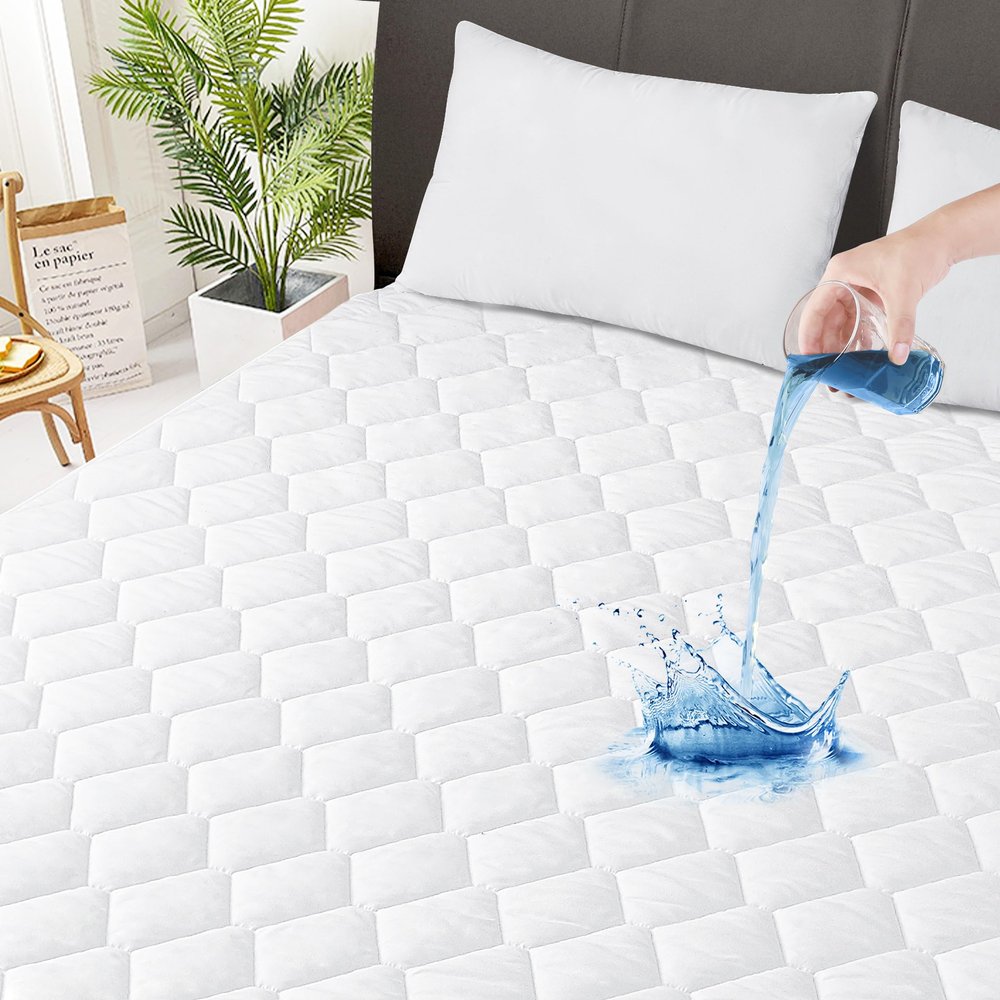 Cal King Quilted Fitted Waterproof Mattress Pad, Breathable Premium Soft Filling Mattress Protector, 8-21 Inches Deep Pocket Noiseless Mattress Cover (White)