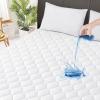 Cal King Quilted Fitted Waterproof Mattress Pad, Breathable Premium Soft Filling Mattress Protector, 8-21 Inches Deep Pocket Noiseless Mattress Cover (White) view 1