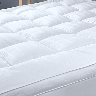 Soft & Cooling Pillow Top Mattress Topper California King with 300TC Cotton Cover, Extra Thick Plush Bed Topper for Back Pain, Overfilled Mattress Pad Cover for Firm Mattress, Fit to 6-22 Mattress.