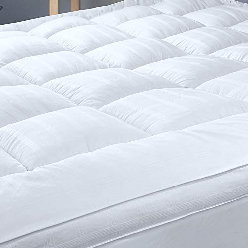 Soft & Cooling Pillow Top Mattress Topper California King with 300TC Cotton Cover, Extra Thick Plush Bed Topper for Back Pain, Overfilled Mattress Pad Cover for Firm Mattress, Fit to 6-22 Mattress.