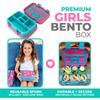 kinsho Unicorn Bento Lunch Box for Girls Toddlers, 5 Portion Control Sections, BPA Free Removable Plastic Tray, Pre-School Kid Toddler Girl Daycare Lunches, Snack Container Ages 3 to 7 Pink Unicorns view 2
