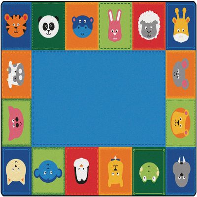 Carpets for Kids 2554 KIDSoft Baby Animals Border Nursery Kids Room Rug 6ft x 4ft Rectangle Multi Color