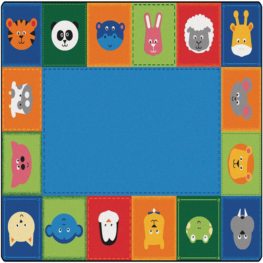 Carpets for Kids 2554 KIDSoft Baby Animals Border Nursery Kids Room Rug 6ft x 4ft Rectangle Multi Color