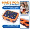 Dinosaur Bento Lunch Box for Boys Toddlers, 5 Portion Sections Secure Lid, Microwave Safe BPA Free Removable Plastic Tray, Pre-School Kid Daycare Lunches Snack Container Ages 3 to 7 Blue Orange view 3