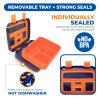 Dinosaur Bento Lunch Box for Boys Toddlers, 5 Portion Sections Secure Lid, Microwave Safe BPA Free Removable Plastic Tray, Pre-School Kid Daycare Lunches Snack Container Ages 3 to 7 Blue Orange view 4