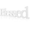 Blulu Blessed Letter Table Sign Blessed Standing Letter Table Sign Rustic Wooden Home Standing Decor for Graduation Baby Shower First Communion Christening Decoration(White) view 1