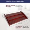 DecoWoodo Challenge Coin Holder Display Case - 3 Tiers Solid Wood Military Coin Rack for 80-100 Coins, Army Coin Stand for Desk Display, Mahogany view 2