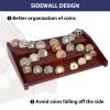 DecoWoodo Challenge Coin Holder Display Case - 3 Tiers Solid Wood Military Coin Rack for 80-100 Coins, Army Coin Stand for Desk Display, Mahogany view 4