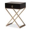 Baxton Studio Patricia Black Wood and Powder Brass Metal 1-Drawer End Table view 1