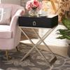 Baxton Studio Patricia Black Wood and Powder Brass Metal 1-Drawer End Table view 2