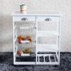 Simply-ME Portable Rolling Drop Leaf Kitchen Storage Trolley Cart with 2 Drawers 3-Shelf Storage Rack 3 Baskets Bar Cart,Breakfast Cart,Dining Table,Dining Island,White view 1