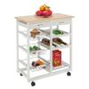 Simply-ME Portable Rolling Drop Leaf Kitchen Storage Trolley Cart with 2 Drawers 2 Wine Racks 3 Baskets Bar Cart,Breakfast Cart,Dining Table,Kitchen Island,White view 1