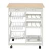 Simply-ME Portable Rolling Drop Leaf Kitchen Storage Trolley Cart with 2 Drawers 2 Wine Racks 3 Baskets Bar Cart,Breakfast Cart,Dining Table,Kitchen Island,White view 2