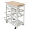 Simply-ME Portable Rolling Drop Leaf Kitchen Storage Trolley Cart with 2 Drawers 2 Wine Racks 3 Baskets Bar Cart,Breakfast Cart,Dining Table,Kitchen Island,White view 3