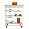 Simply-ME Portable Rolling Drop Leaf Kitchen Storage Trolley Cart with 2 Drawers 2 Wine Racks 3 Baskets Bar Cart,Breakfast Cart,Dining Table,Kitchen Island,White view 4