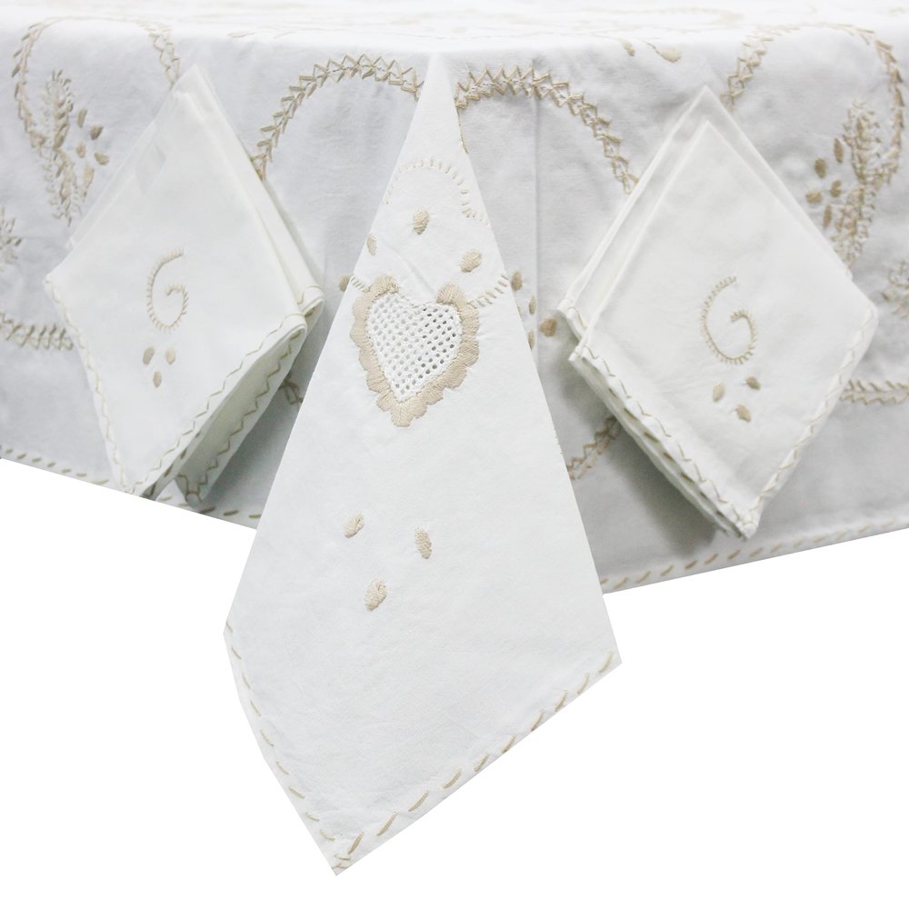 48" x 48" Inch Made in Portugal Hand-Embroidered Viana's Tablecloth