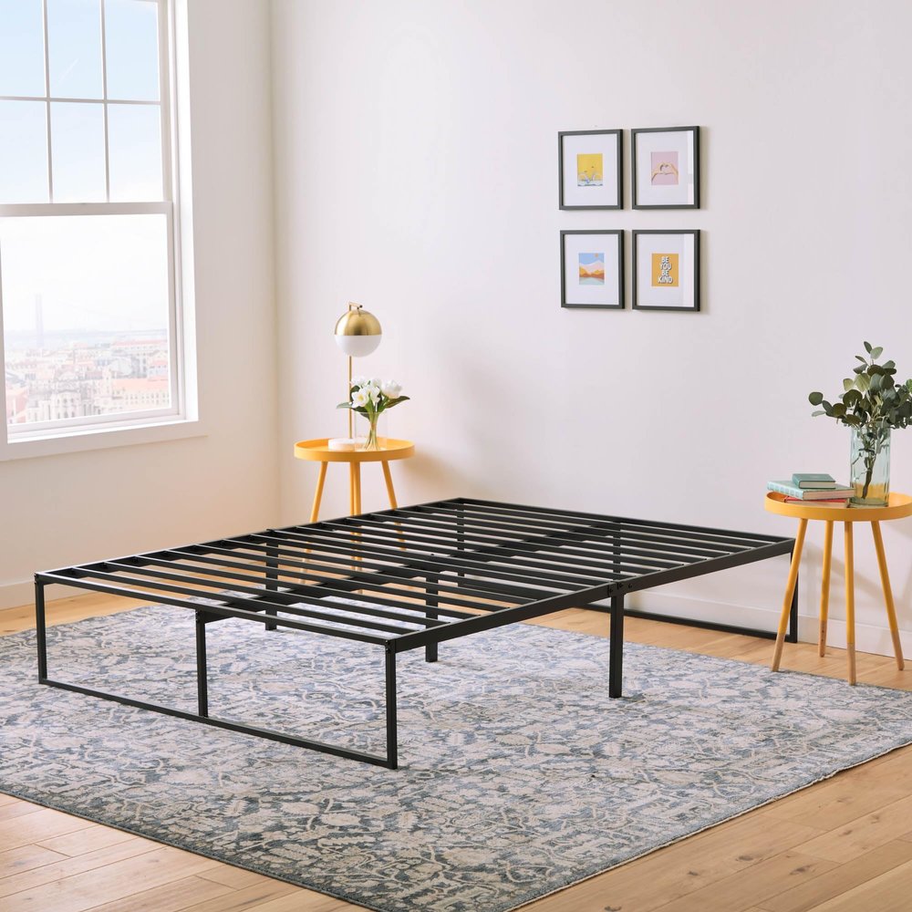 Linenspa Metal Platform Bed Frame - Under Bed Storage Space - No Box Spring Needed - 14" High - Modern Contemporary - Sturdy Steel - Light Weight - Easy Assembly - Tool Included - Queen Size