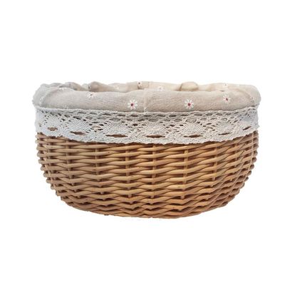 Egg Baskets, With Cotton Lining Handmade Storage Weave Rattan Hamper For Flower Fruit Bread Picnic Laundry Basket (Color : No cover - gray, Size : 3016cm)