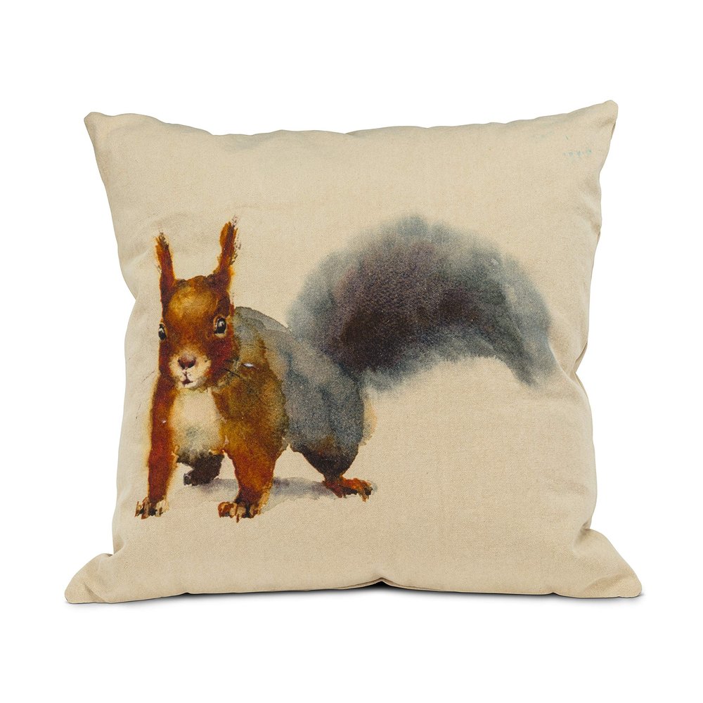 Abbott Collection 96-Pillow Squirrel Pillow-18, 18 inches Sq, Flax