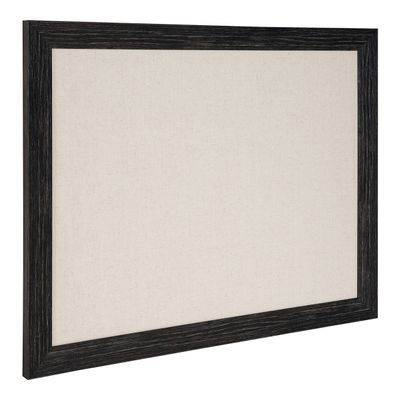 DesignOvation Beatrice Framed Linen Fabric Pinboard, 23" x 29", Distressed Black, Rustic Wall Organization