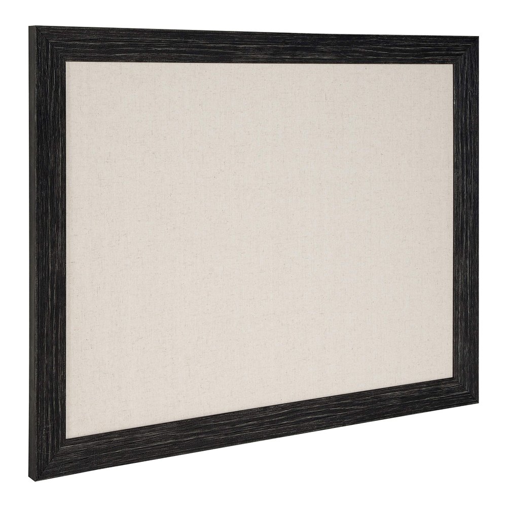 DesignOvation Beatrice Framed Linen Fabric Pinboard, 23" x 29", Distressed Black, Rustic Wall Organization