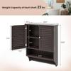 Two-Door Bathroom Wall Cabinet, Wooden Side Storage Organizer Cabinet with Upper and Lower Layers, Freestanding Unit for Better Homes and Gardens Office, Brown view 2
