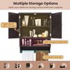 Two-Door Bathroom Wall Cabinet, Wooden Side Storage Organizer Cabinet with Upper and Lower Layers, Freestanding Unit for Better Homes and Gardens Office, Brown view 4