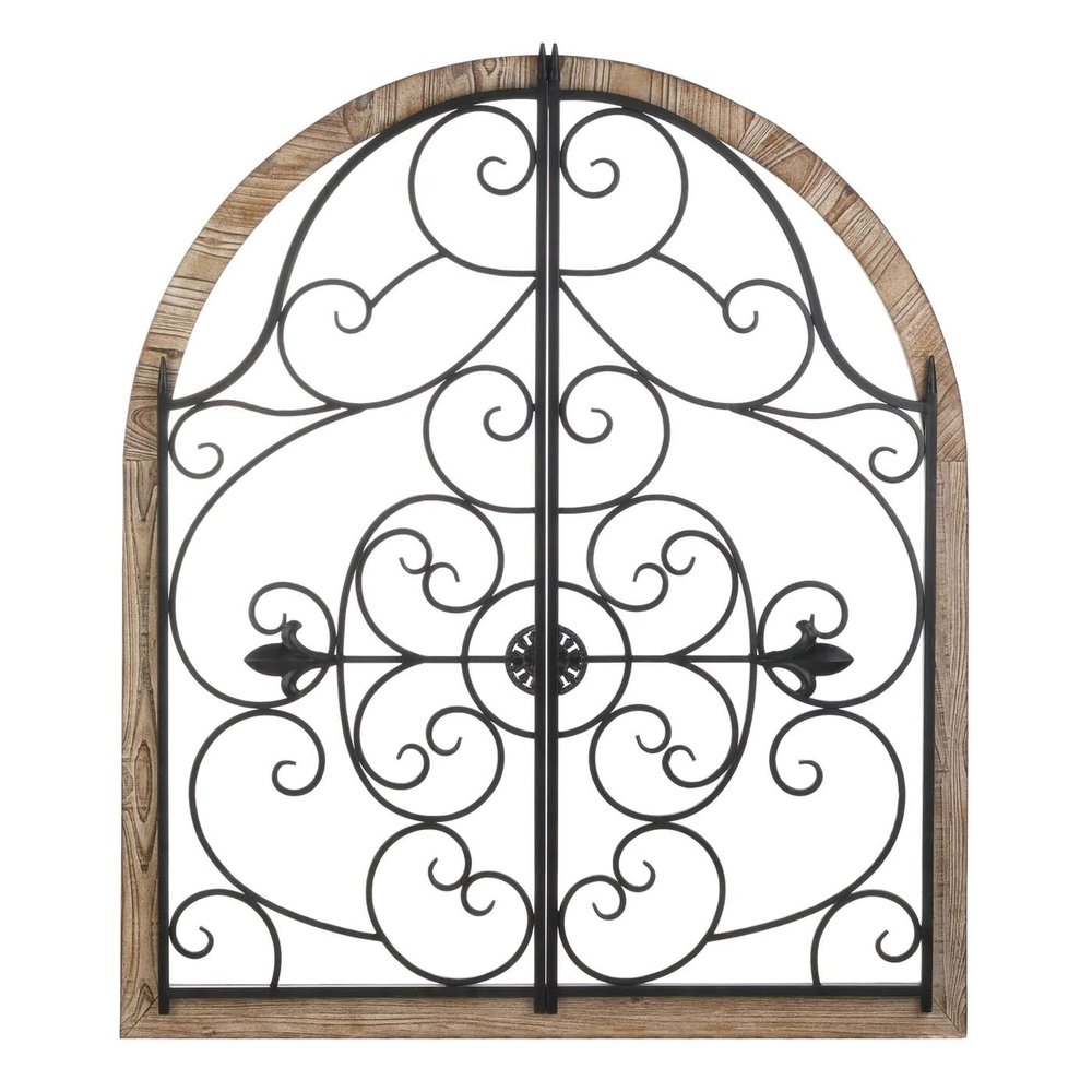 Arched Wood and Iron Wall Decor 30x1x35