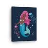 SmileArtDesign African American Pink Haired Pretty Mermaid, Jellyfish and Stars Canvas Print Blue Background Kid Room Nursery Dcor Wall Art Black Kid Baby Art Home Decor Ready to Hang - 36x24 view 1
