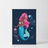 SmileArtDesign African American Pink Haired Pretty Mermaid, Jellyfish and Stars Canvas Print Blue Background Kid Room Nursery Dcor Wall Art Black Kid Baby Art Home Decor Ready to Hang - 36x24 view 2